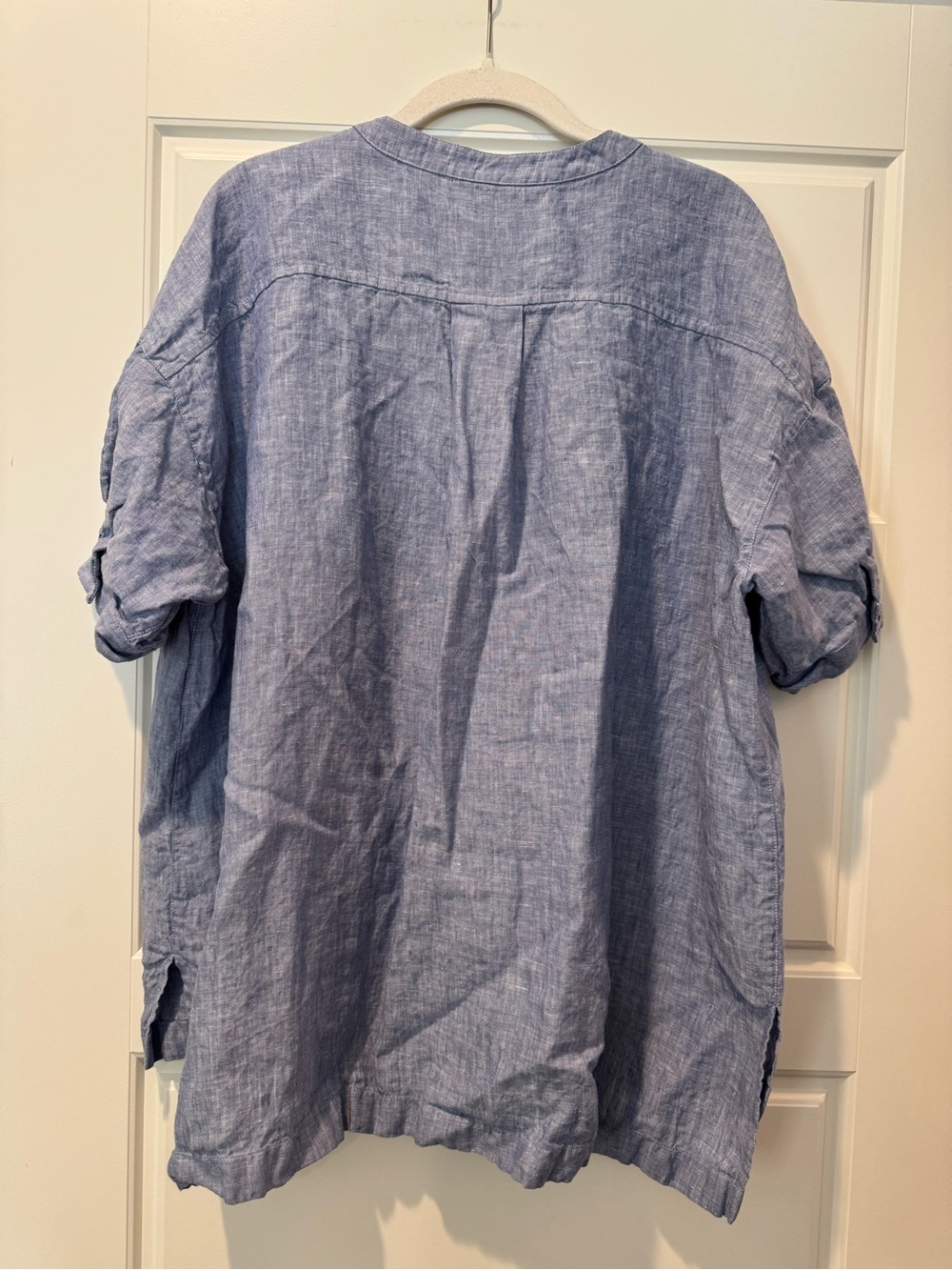 VIVID L Blue Linen Button Down Shirt - Picture 5 of 7